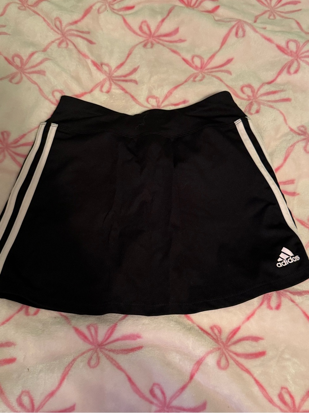 adidas Black Girls' Athletic Skort with White Side Stripes
